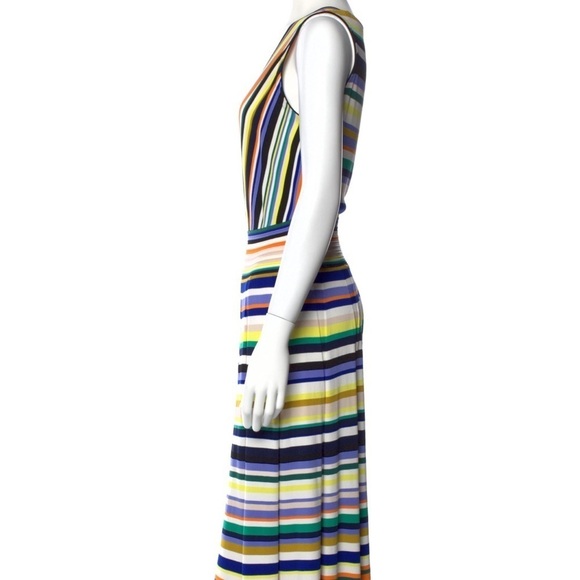 Milly Multi Striped Surplice Midi Knit Dress Size Small - Picture 11 of 13
